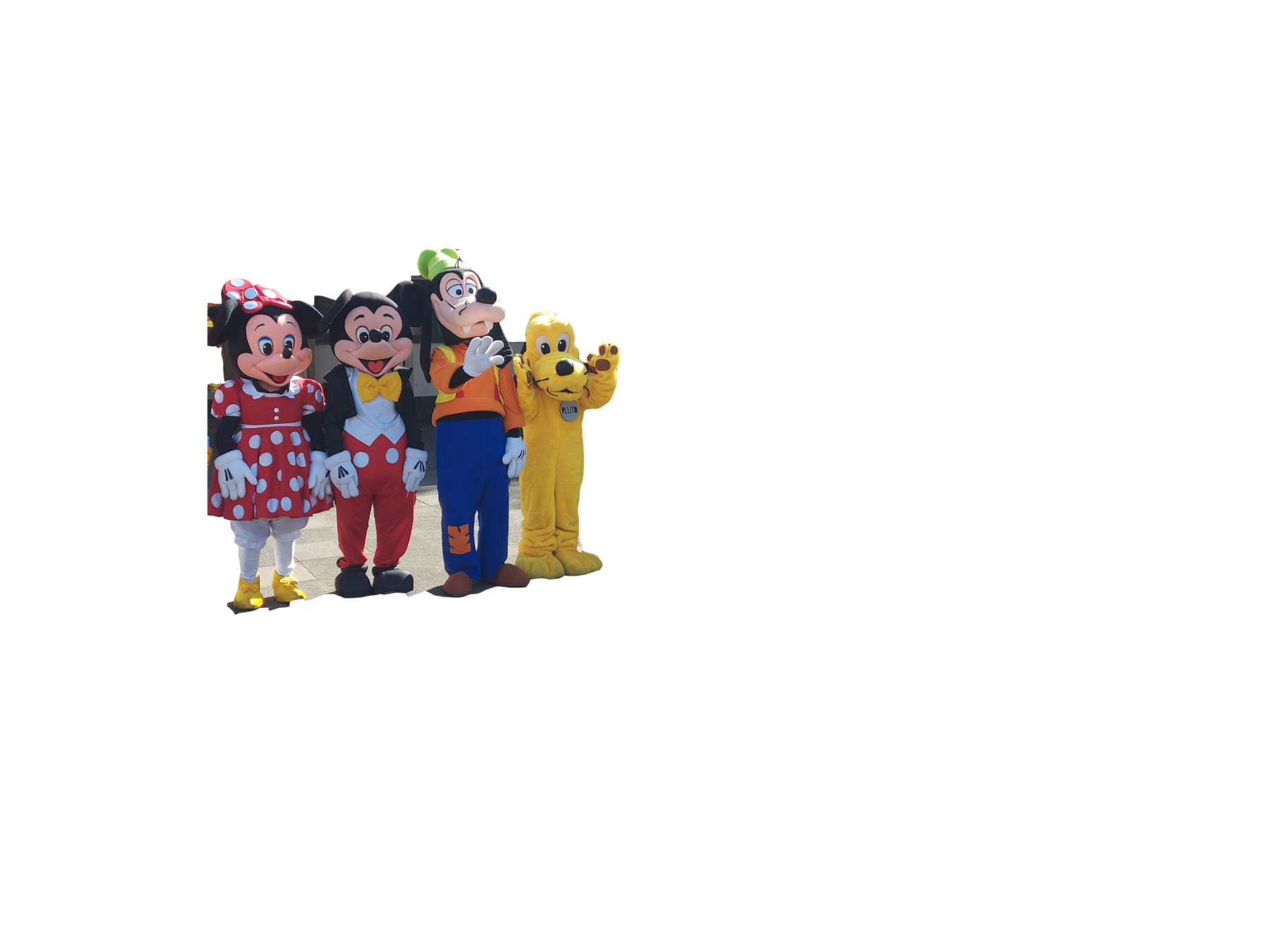 Minnie, Mickey, Goofy und Pluto